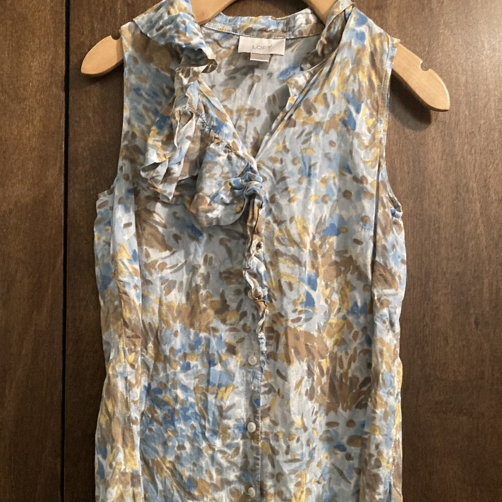Ann Taylor Loft floral sleeveless top sz XS